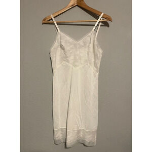 Vintage Henson Kickernick Womens Slip Dress Size 34 US Small White Floral Lace
